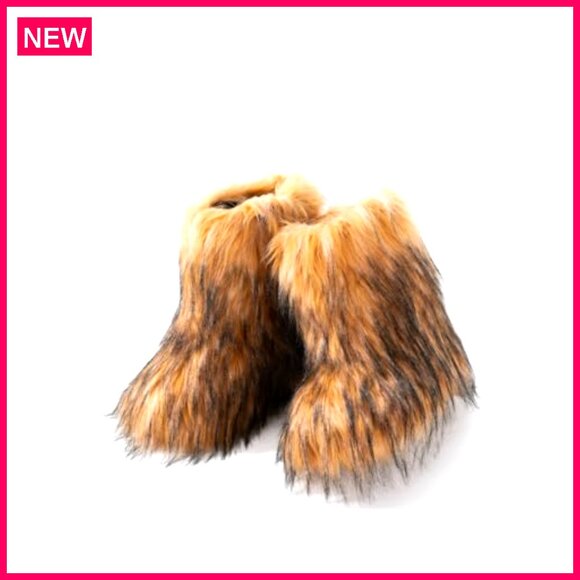 Faux Fur Winter Boots Mid-Calf Plush Warm Flat Shoes Indoor Outdoor - Picture 4 of 8